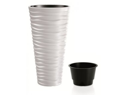 Květináč mrazuvzdorný SAND slim vysoký, pr. 35 cm - barva bílá