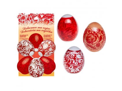 Smršťovací dekorace na vejce červené 10 ks+10 stojánků