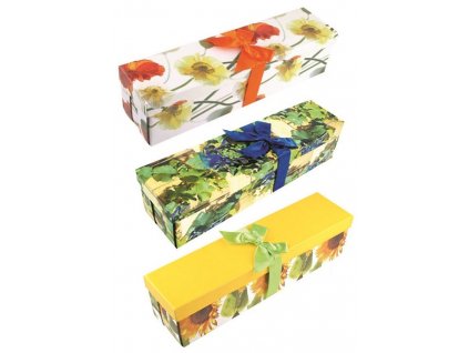 Dárková krabička skládací s mašlí na láhev celoroční 34 x 9,5 x 9,5 cm