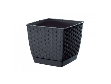 Květináč Ratolla square - ratanový, obal na květiny - barva antracit - rozměr 19 cm