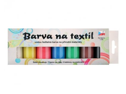 Barvy na textil světlý, sada perleť 7 x 15 g + šablony