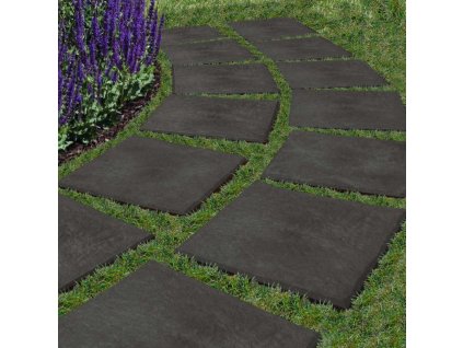 Gumový zahradní nášlapný kámen, čtverec - barva černá
