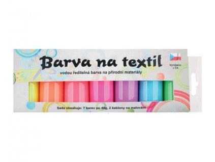 Barvy na textil světlý, sada svítící ve tmě 7 x 15 g + šablony