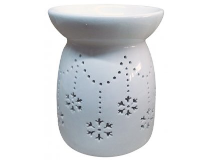 Aromalampa porcelánová s vločkami 13 cm, bílá