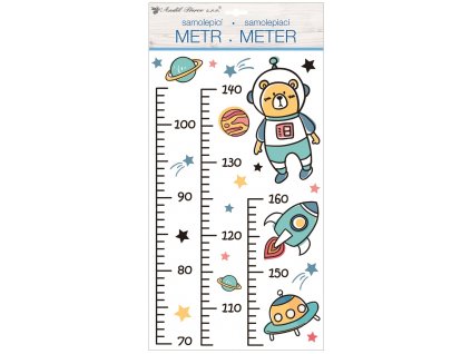 Samolepky na zeď dětský metr - vesmír, do 160 cm