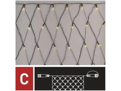 Osvětlení vánoční - nadstavitelná síť 2x1,5m-160 LED teplá bílá+ 5 cm přívodní kabel
