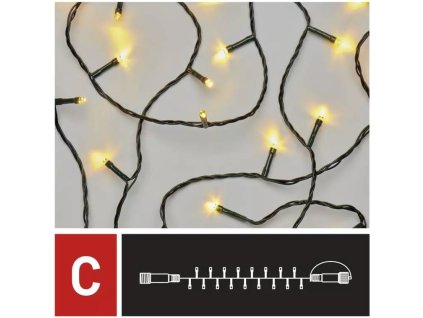 Osvětlení vánoční - nadstavitelný řetěz 10m-100 LED teplá bílá+ 5 cm přívodní kabel