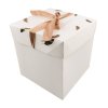 Dárková krabička skládací s mašlí M 16,5x16,5x16,5 cm zlatá peříčka