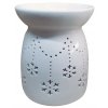 Aromalampa porcelánová s vločkami 13 cm, bílá