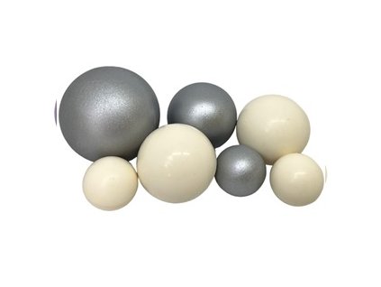 Čokoládové gule striebornobiele/7ks