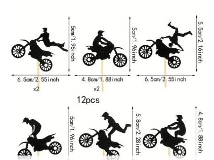 Papierový zápich motokros -čierny mix 12ks