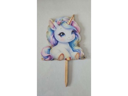 Drevený zápich dúhový jednorožec