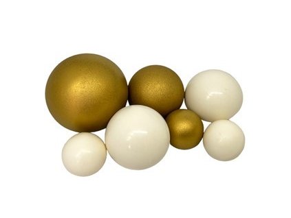 Čokoládové gule biele+zlaté/7ks
