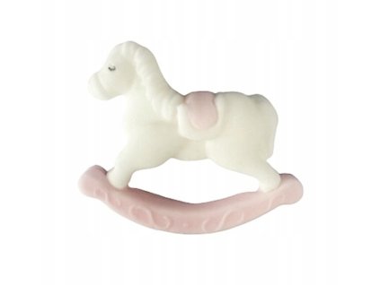 Cukrová dekorácia hojdací koník ružový