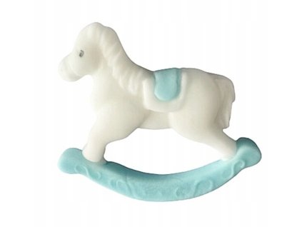 Cukrová dekorácia hojdací koník modrý