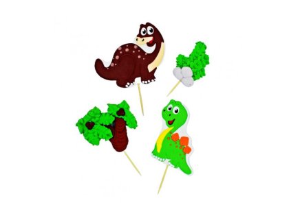 Cukrová dekorácia Dino 2D sada zápichov