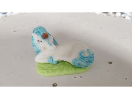 Cukrová dekorácia jednorožec s modrou hrivou