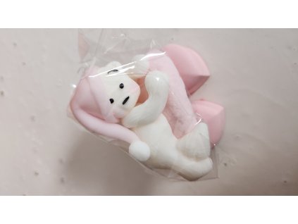 Cukrová dekorácia medvedík biely + ružová