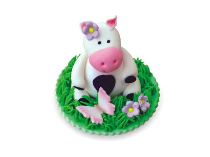 Cukrová dekorácia kravička v tráve 8cm