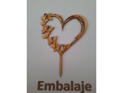 Drevený zápich Srdce (motýle)