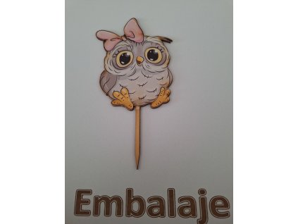 Drevený zápich maľovaný Sova