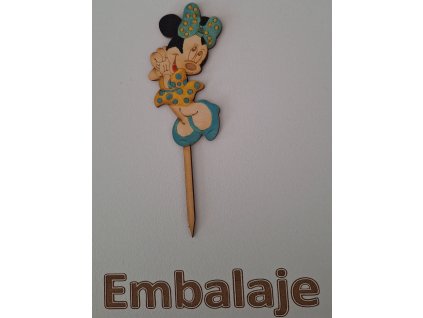 Drevený zápich maľovaný Minnie modrá