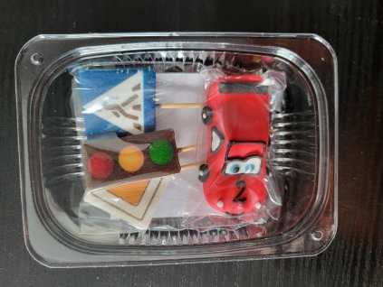 Cukrová dekorácia cestné značky + autíčko