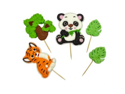 Cukrová dekorácia SAFARI sada "tiger/panda"