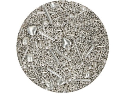 Cukrový posyp FunCakes Medley Silver 65g