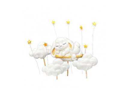 Set cukrových dekorácií zajačik a obláčiky