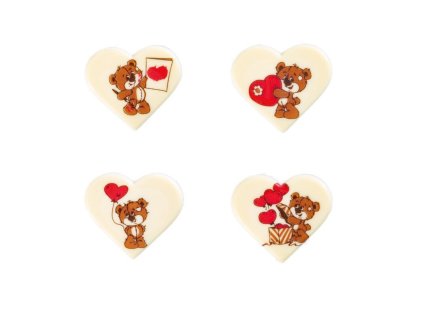 Čokoládová dekorácia Srdcia s medvedíkom 5x4,6cm 15ks