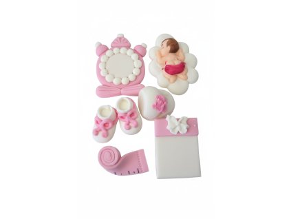 Cukrová sada bábätko a hračky (modrá, ružová)
