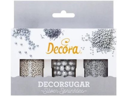 Cukrový posyp Decora strieborné trio 3ks 85g