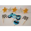 Cukrová dekorácia sada s motorkou modrá