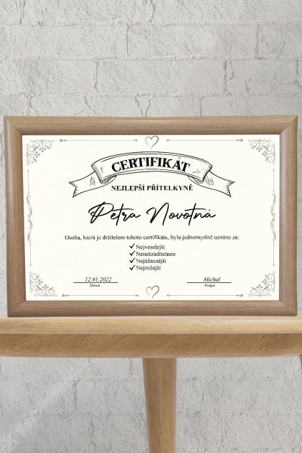 Certifikát Nejlepší přítelkyně
