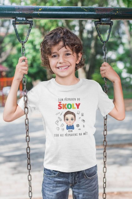 Chlapecké tričko Připraven do školy s vlastním jménem