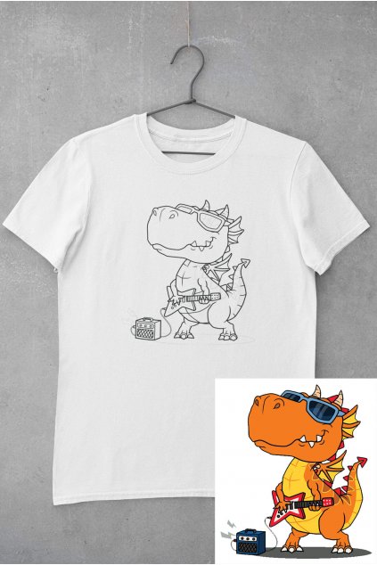 Dětské tričko vymaluj si Drak s kytarou