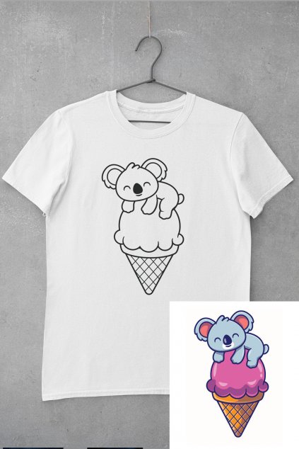 Dětské tričko vymaluj si Koala se zmrzlinou