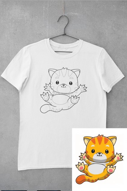 Dětské tričko vymaluj si Kočka
