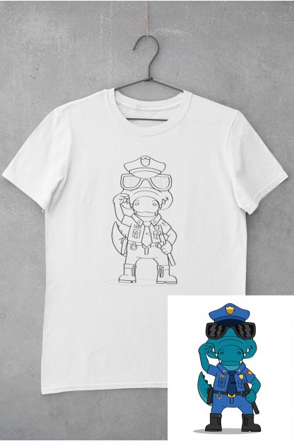 Dětské tričko vymaluj si Policista krokodýl