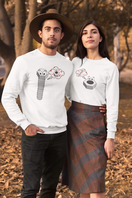Unisex mikiny pro páry Matice a šroub