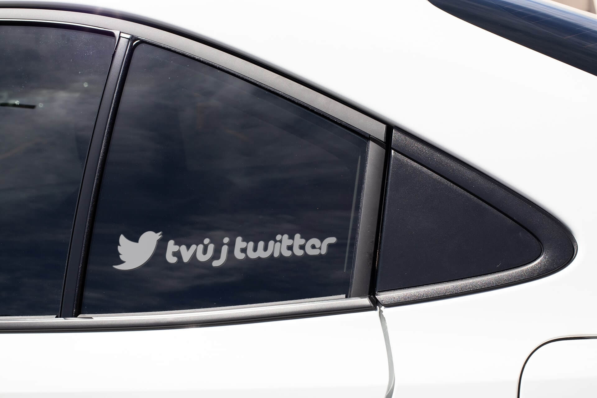 Nálepka Tvůj twitter Barva: Stříbrná, Velikost: Šířka 20cm