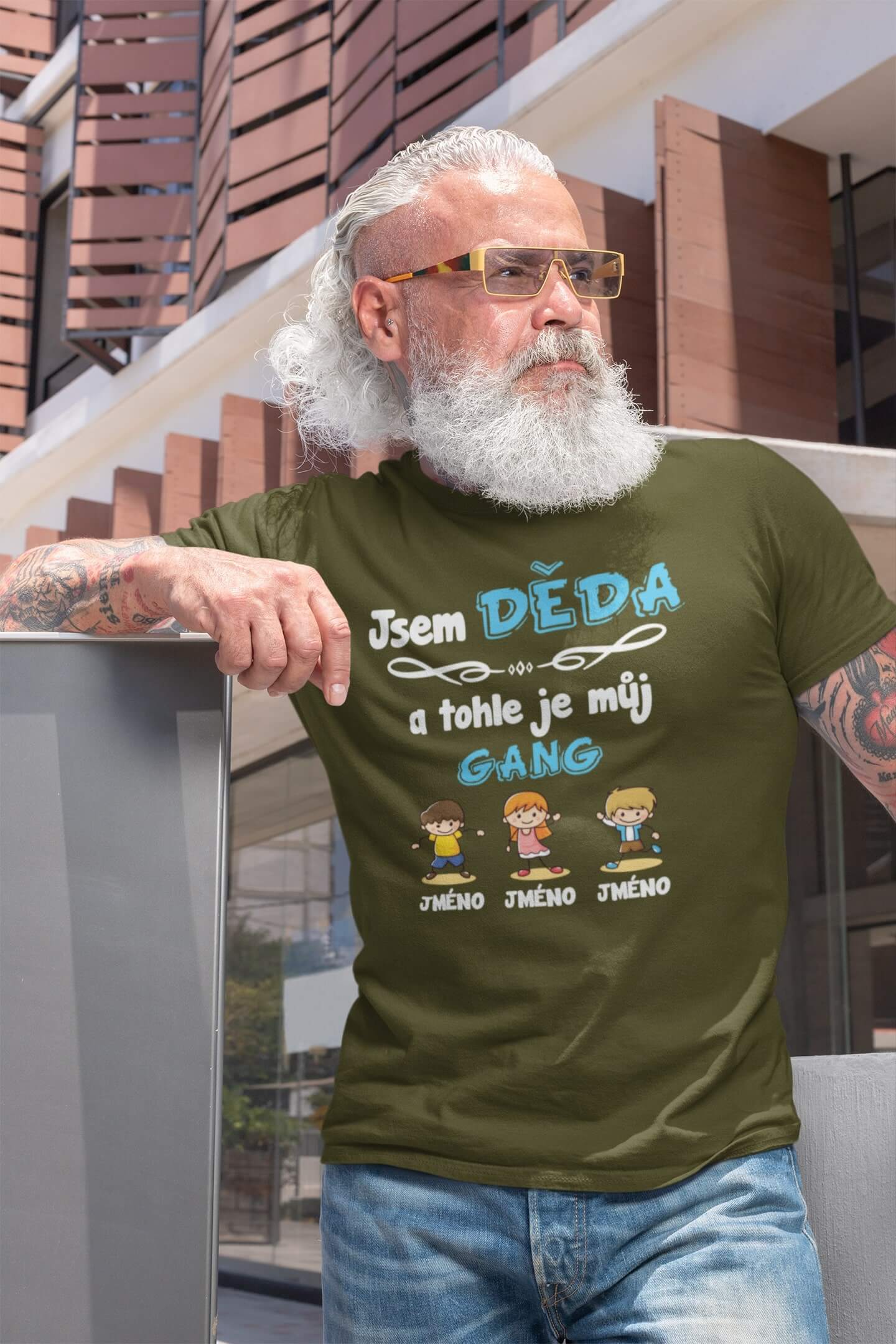 Pánské tričko Dědův gang Barva: Khaki, Velikost: M