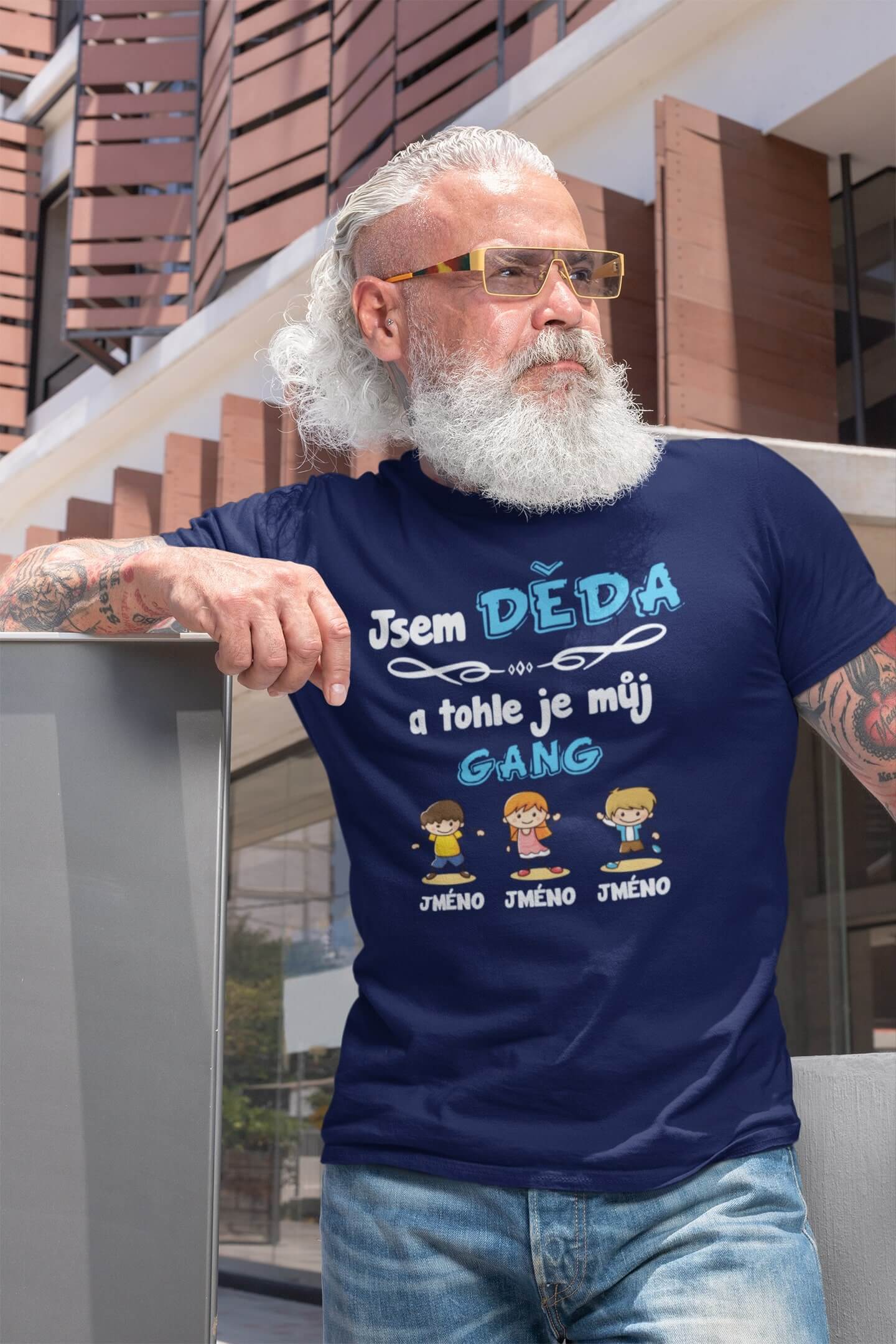 Pánské tričko Dědův gang Barva: Půlnoční modrá, Velikost: 4XL