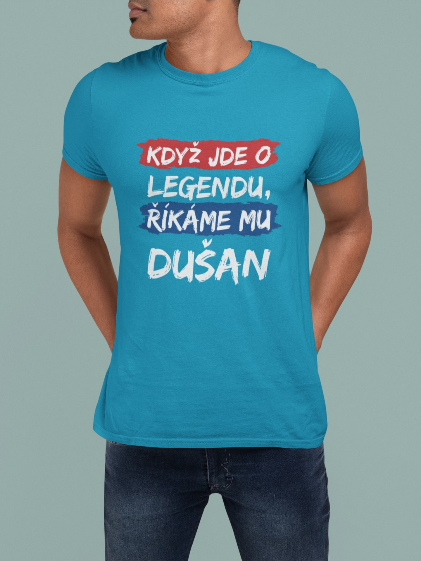 Pánske tričko Dušan Barva: Tyrkysová