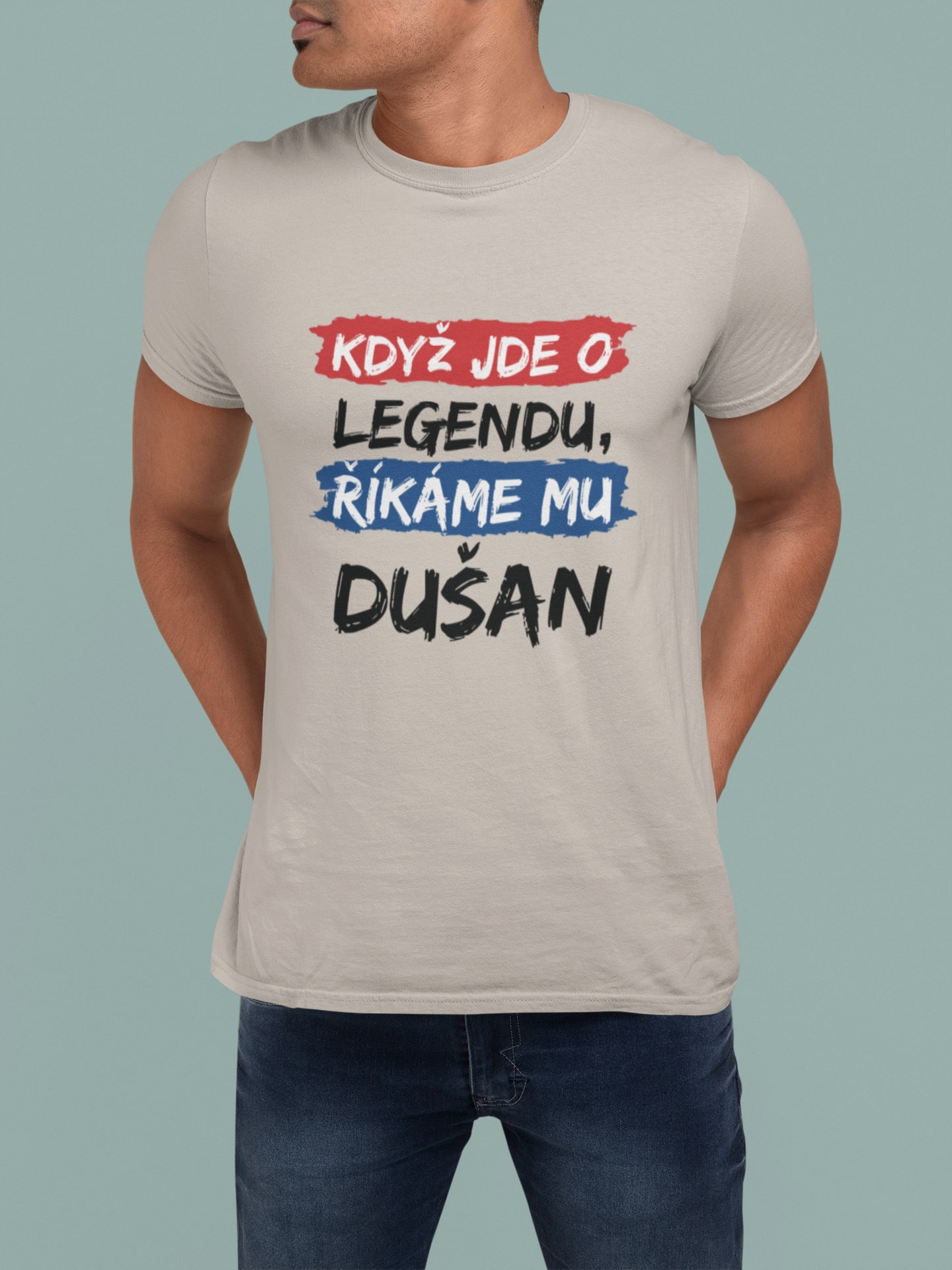 Pánske tričko Dušan Barva: Ledově šedá