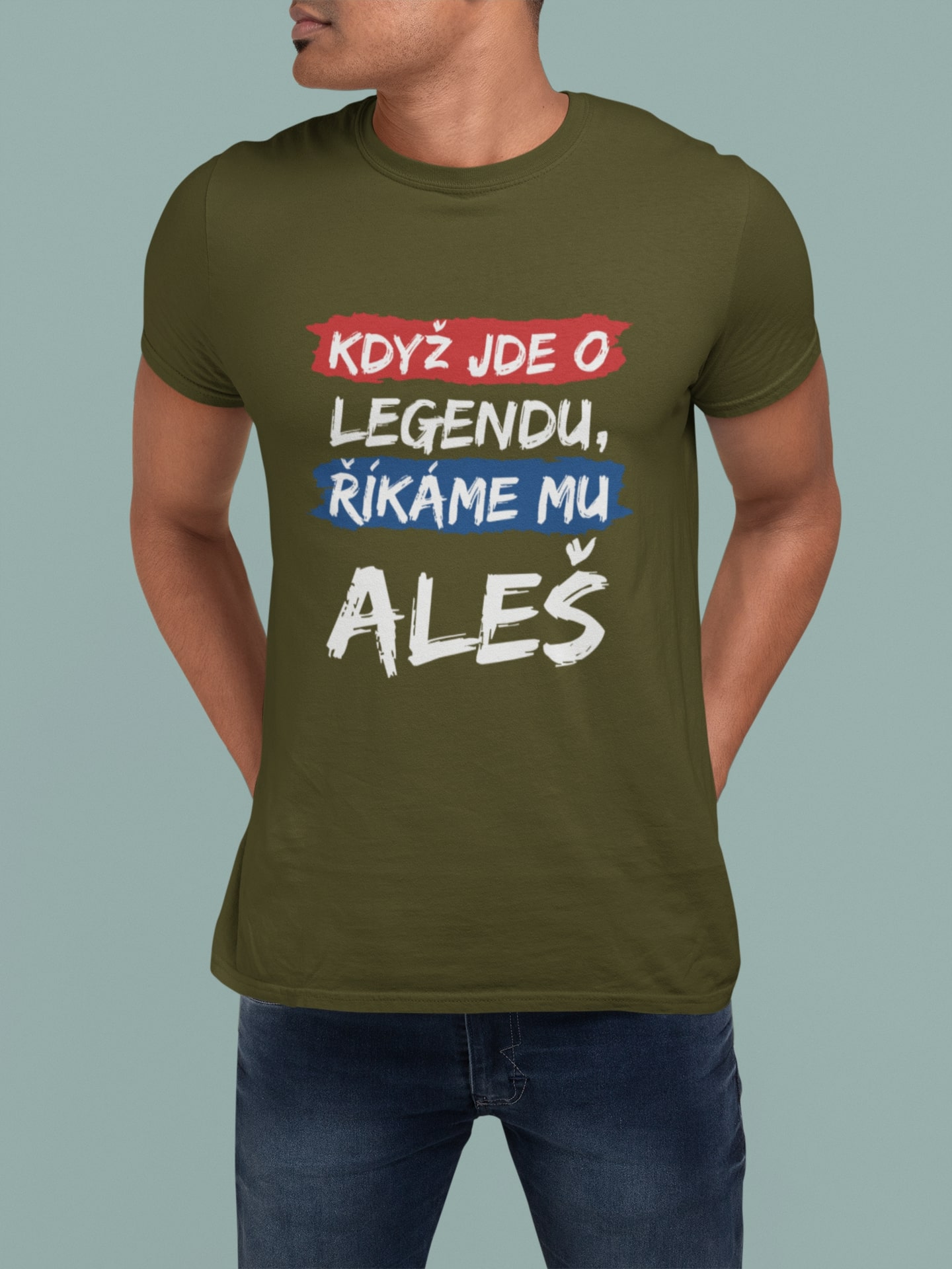 Pánske tričko Aleš Barva: Khaki
