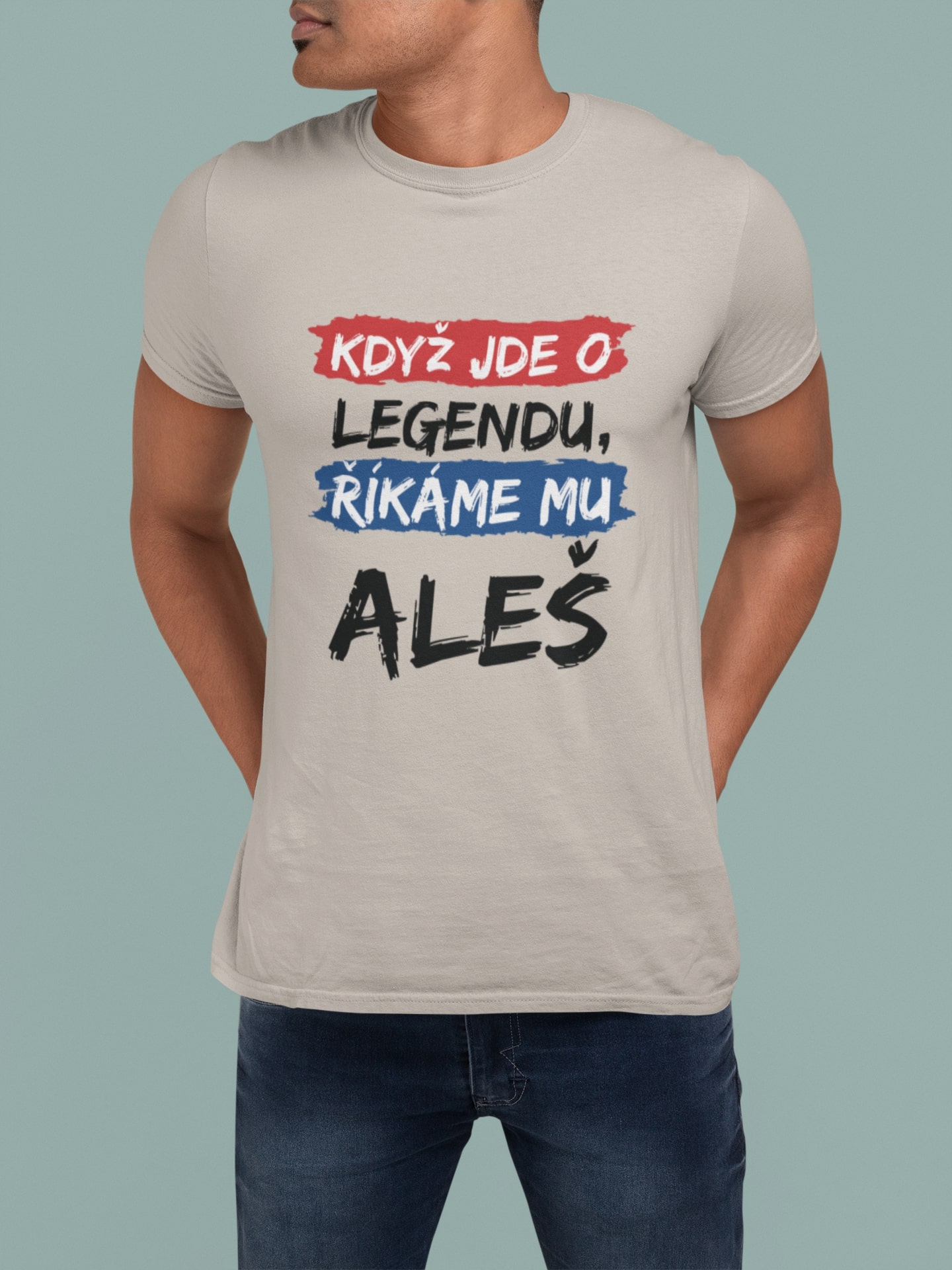 Pánske tričko Aleš Barva: Ledově šedá