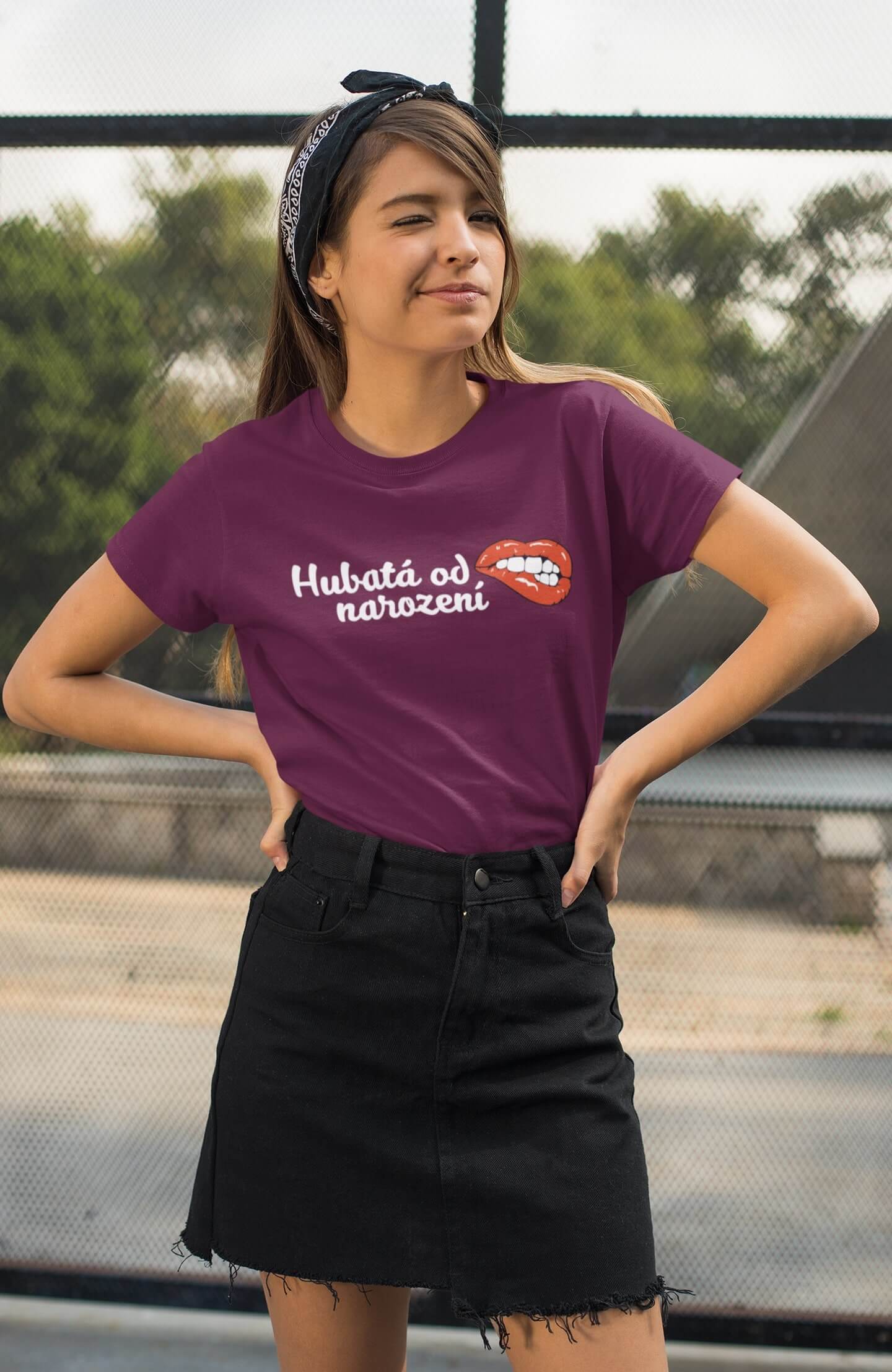 Dámské tričko Hubatá od narození Barva: Fuchsiová, Velikost: XS