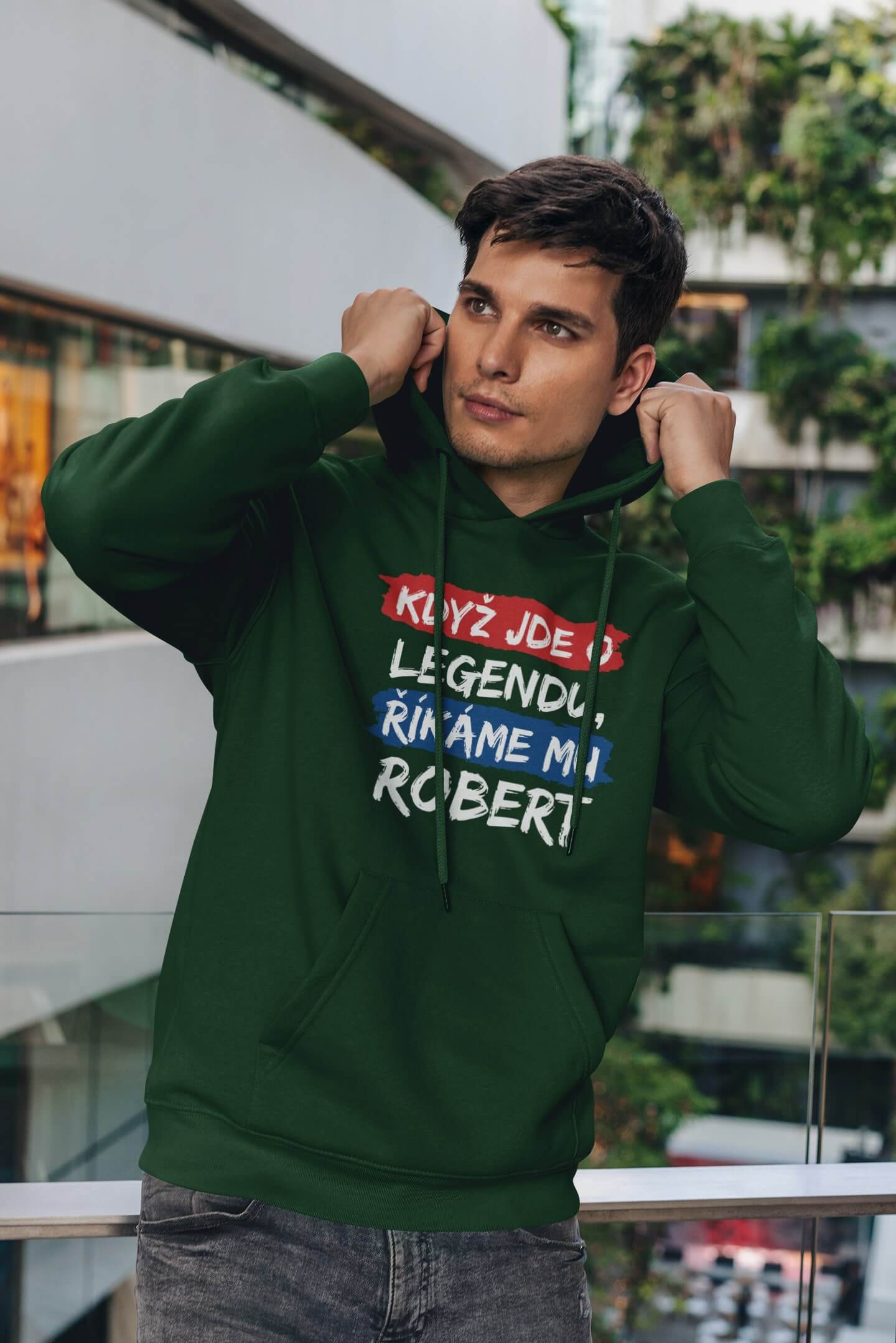 Pánská mikina Robert Barva: Láhvově zelená